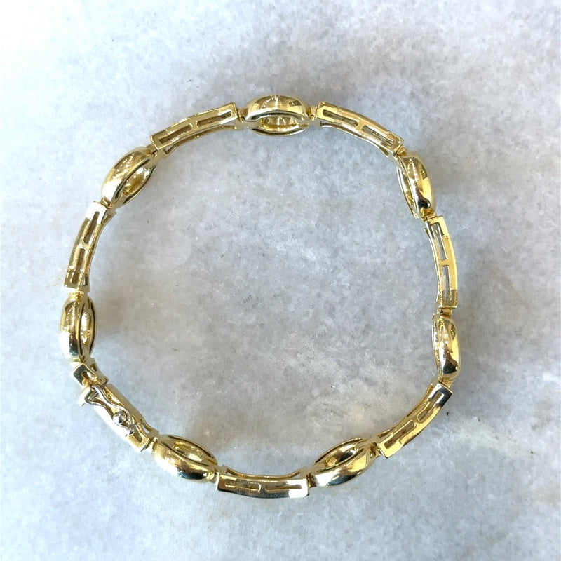 18KT Yellow Gold Circle Bar Link Diamond Bracelet - KFK, Inc.