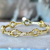 18KT Yellow Gold Circle Bar Link Diamond Bracelet - KFK, Inc.