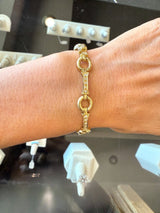 18KT Yellow Gold Circle Bar Link Diamond Bracelet - KFK, Inc.