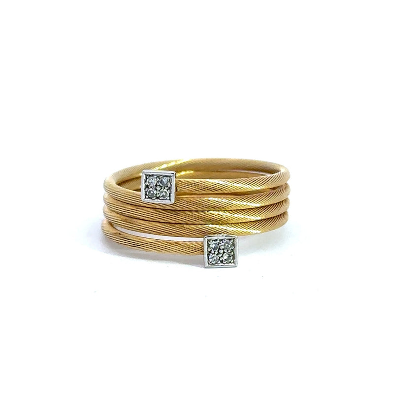 18KT Yellow Gold Coiled Ring with Diamond Ends - KFK, Inc.