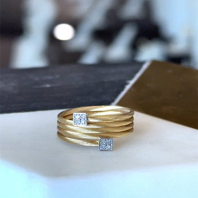 18KT Yellow Gold Coiled Ring with Diamond Ends - KFK, Inc.