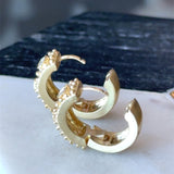 18KT Yellow Gold Etruscan Style Hoop Earrings - KFK, Inc.