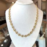 18KT Yellow Gold Puffed Mariner Link Chain, 23.5 Inches - KFK, Inc.
