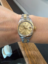 Rolex Ladies Date 26mm Two Tone  14KT yellow gold and stainless steel watch from 1971 KFK Jewelers Los Angeles