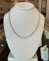 19.10CT diamond tennis necklace set in 18KT white gold 17 inches long KFK Jewelers Los Angeles