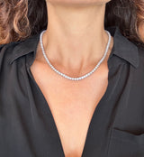 19.10CT diamond tennis necklace set in 18KT white gold 17 inches long KFK Jewelers Los Angeles