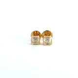 1.00CT Asscher-Cut Diamond Stud Earrings Bezel Set 18KT yellow gold KFK Jewelers Los Angeles