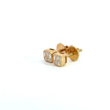 1.00CT Asscher-Cut Diamond Stud Earrings Bezel Set 18KT yellow gold KFK Jewelers Los Angeles