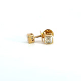 1.00CT Asscher-Cut Diamond Stud Earrings Bezel Set 18KT yellow gold KFK Jewelers Los Angeles