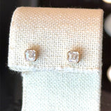 1.00CT Asscher-Cut Diamond Stud Earrings Bezel Set 18KT yellow gold KFK Jewelers Los Angeles