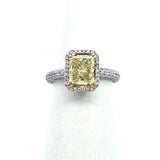 2.05CT Light Fancy Yellow Diamond Ring, 18KT White Gold - KFK, Inc.