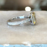 2.05CT Light Fancy Yellow Diamond Ring, 18KT White Gold - KFK, Inc.