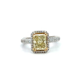 2.05CT Light Fancy Yellow Diamond Ring, 18KT White Gold - KFK, Inc.