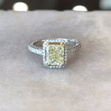 2.05CT Light Fancy Yellow Diamond Ring, 18KT White Gold - KFK, Inc.