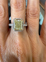 2.05CT Light Fancy Yellow Diamond Ring, 18KT White Gold - KFK, Inc.