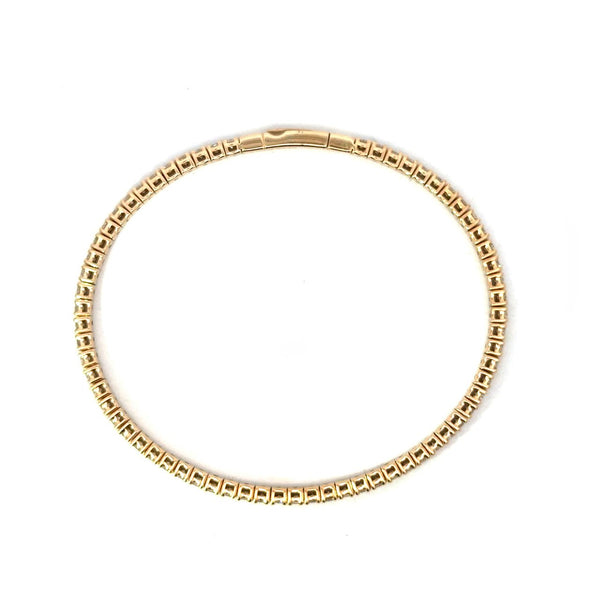 2.25 CT Diamond Flexible Bangle Bracelet, 14KT Yellow Gold - KFK, Inc.