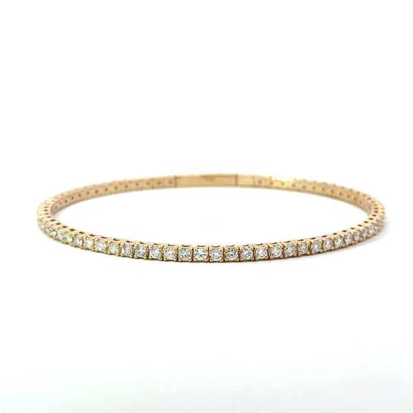 2.25 CT Diamond Flexible Bangle Bracelet, 14KT Yellow Gold - KFK, Inc.