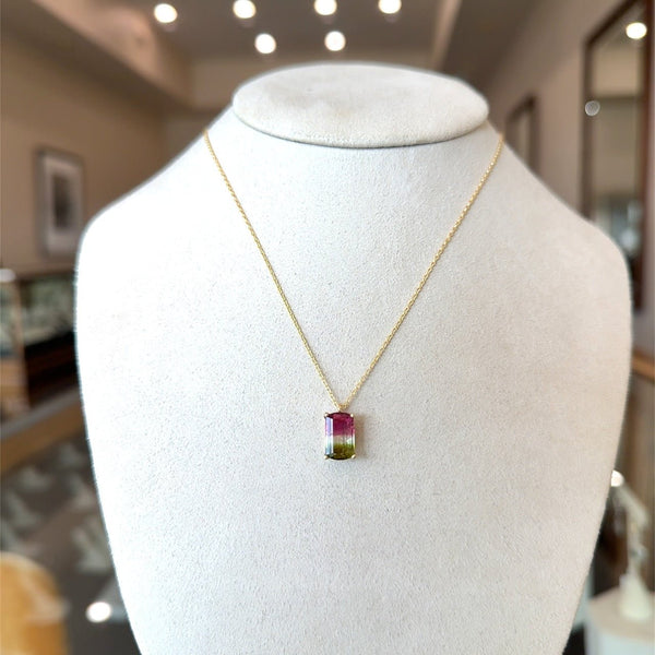 2.82CT Watermelon Tourmaline Pendant Necklace - KFK, Inc.