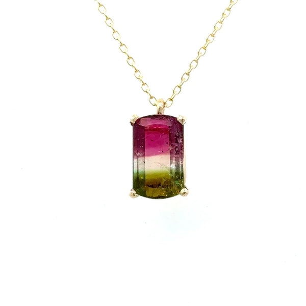 2.82CT Watermelon Tourmaline Pendant Necklace - KFK, Inc.
