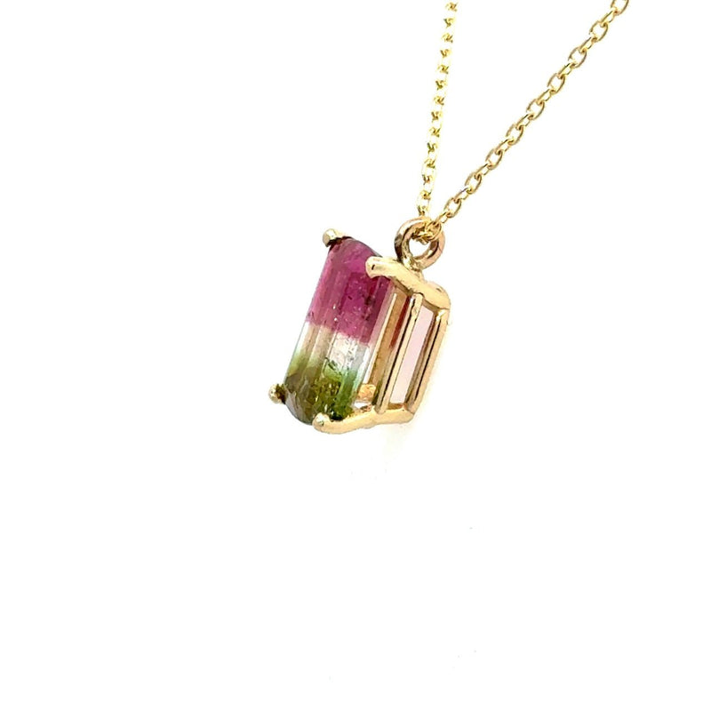 2.82CT Watermelon Tourmaline Pendant Necklace - KFK, Inc.