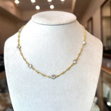 3.10CT Bezel - Set Diamond Station Necklace, 18KT Yellow Gold - KFK, Inc.
