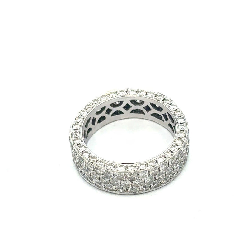 3.46CT 3 - Sided Pavé Diamond Eternity Band in 18KT White Gold, Size 6.5 - KFK, Inc.