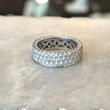 3.46CT 3 - Sided Pavé Diamond Eternity Band in 18KT White Gold, Size 6.5 - KFK, Inc.