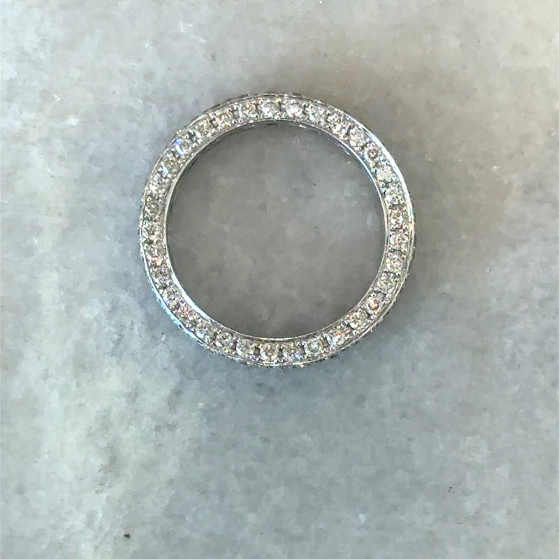 3.46CT 3 - Sided Pavé Diamond Eternity Band in 18KT White Gold, Size 6.5 - KFK, Inc.