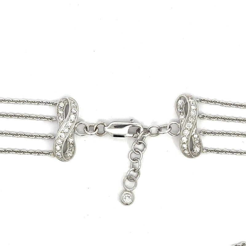 4.0CT Diamond Station Choker Necklace, 18KT White Gold - KFK, Inc.