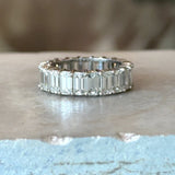 7.24CT Emerald - Cut Diamond Platinum Eternity Band - KFK, Inc.