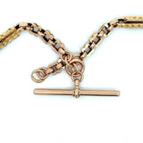 Antique rosy-yellow 9KT gold chain necklace with Albert T-bar and links for charms KFK Jewelers Los Angeles