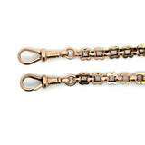 Antique rosy-yellow 9KT gold chain necklace with Albert T-bar and links for charms KFK Jewelers Los Angeles