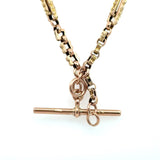 Antique rosy-yellow 9KT gold chain necklace with Albert T-bar and links for charms KFK Jewelers Los Angeles