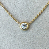 Roberto Coin 18K Yellow Gold Single Diamond Necklace .49CT KFK Jewelers Los Angeles