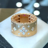 Roberto Coin 18KT rose gold Venetian Princess diamond wide cigar band KFK Jewelers Los Angeles