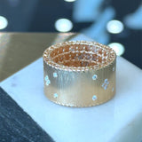 Roberto Coin 18KT rose gold Venetian Princess diamond wide cigar band KFK Jewelers Los Angeles