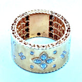 Roberto Coin 18KT rose gold Venetian Princess diamond wide cigar band KFK Jewelers Los Angeles