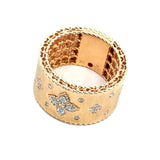 Roberto Coin 18KT rose gold Venetian Princess diamond wide cigar band KFK Jewelers Los Angeles