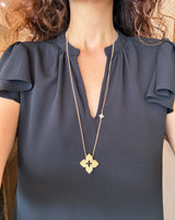 Roberto Coin 18KT Yellow Gold Venetian Princess Diamond Dual Chain Necklace KFK Jewelers Los Angeles