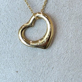 Tiffany Elsa Peretti Spain 18KT yellow gold 15mm open heart pendant necklace KFK Jewelers Los Angeles
