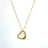 Tiffany Elsa Peretti Spain 18KT yellow gold 15mm open heart pendant necklace KFK Jewelers Los Angeles