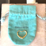 Tiffany Elsa Peretti 18KT yellow gold open heart pendant with pouch KFK Jewelers Los Angeles