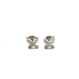 Tiffany platinum diamond cross-stitch mini stud earrings KFK Jewelers Los Angeles