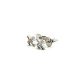 Tiffany platinum diamond cross-stitch mini stud earrings KFK Jewelers Los Angeles