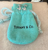 Tiffany platinum diamond cross-stitch mini stud earrings KFK Jewelers Los Angeles