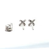 Tiffany platinum diamond cross-stitch mini stud earrings KFK Jewelers Los Angeles