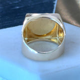 Vintage 1970s 18KT Italian gold lightweight signet ring size 9.25 KFK Jewelers Los Angeles