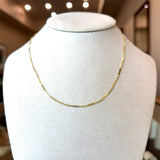 Vintage 1960's 14K yellow gold curb and bar link chain 15 inches KFK Jewelers Los Angeles