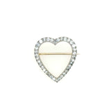 Vintage 1950's heart-shaped 1.70CT diamond brooch crafted in platinum and 18KT yellow gold KFK Jewelers Los Angeles