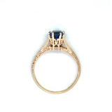 Antique 1.0CT Blue Sapphire Solitaire, 14KT Yellow Gold mounting KFK Jewelers Los Angeles